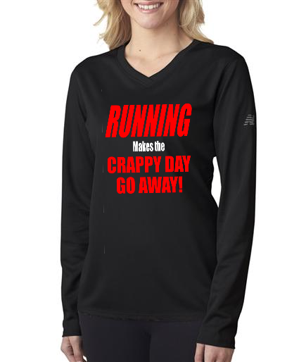 Running - Crappy Day Go Away - NB Ladies Black Long Sleeve Shirt